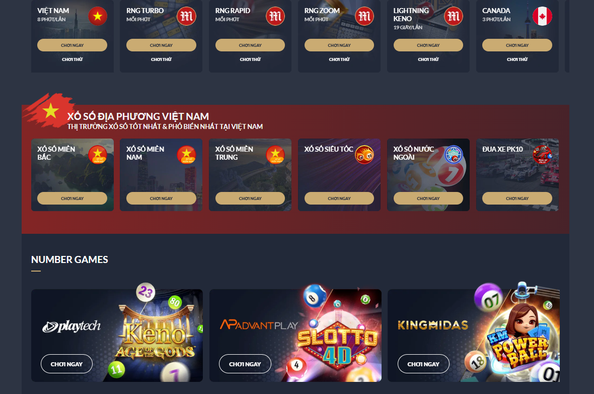 Sảnh xổ số và lô đề được xây dựng dành cho người chơi yêu thích phân tích con số